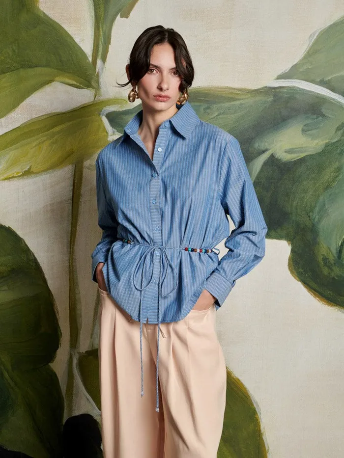 Women Ghospell Scottie Stripe Shirt Teapot Blue Sister Jane Tops