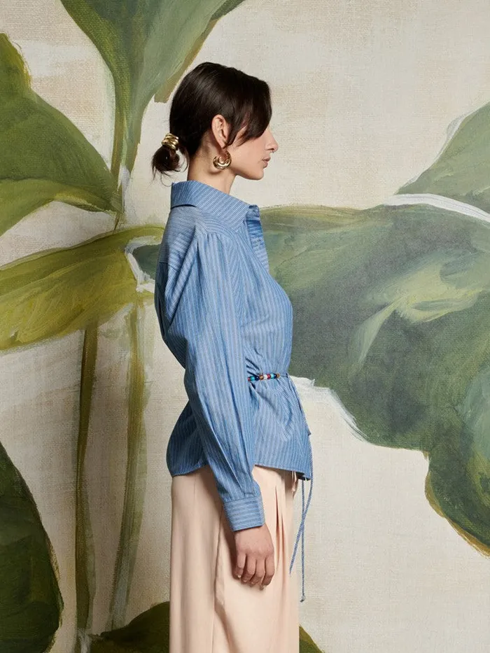 Women Ghospell Scottie Stripe Shirt Teapot Blue Sister Jane Tops