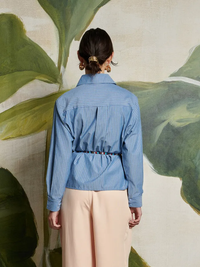 Women Ghospell Scottie Stripe Shirt Teapot Blue Sister Jane Tops
