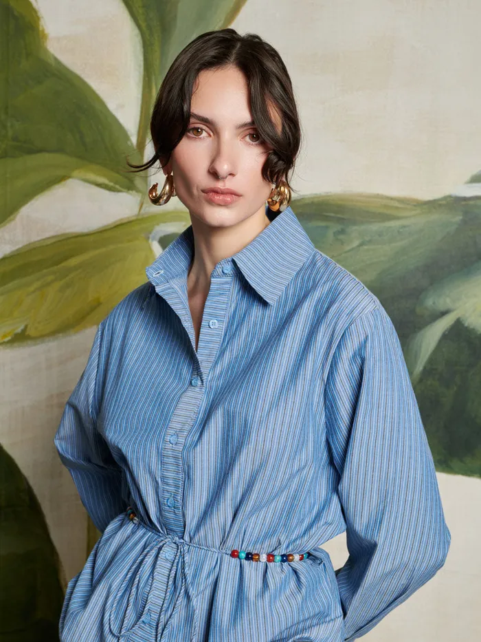 Women Ghospell Scottie Stripe Shirt Teapot Blue Sister Jane Tops