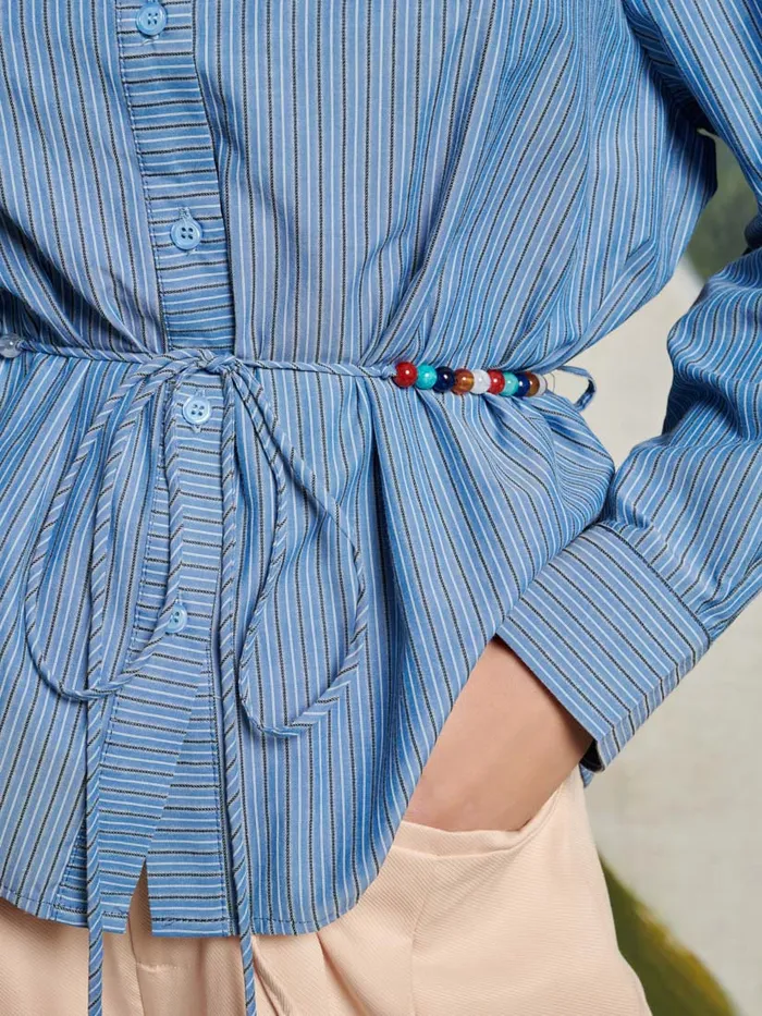 Women Ghospell Scottie Stripe Shirt Teapot Blue Sister Jane Tops