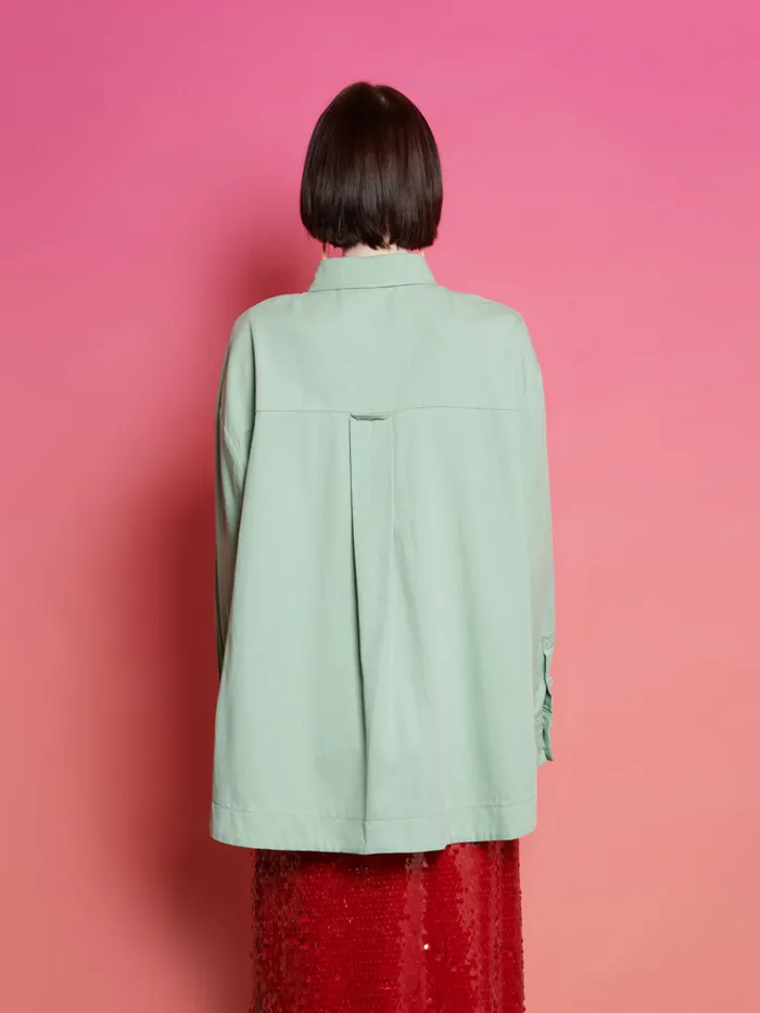 Women Ghospell Swayer Oversized Shirt Office Green Sister Jane Tops