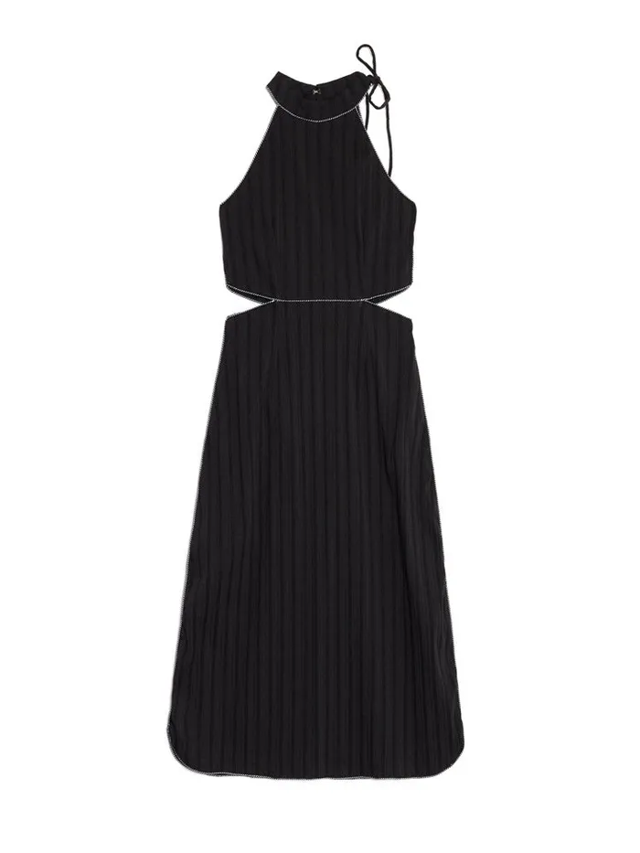 Women Ghospell Sylvie Stripe Cut Out Midi Dress Ink Black Sister Jane Dresses