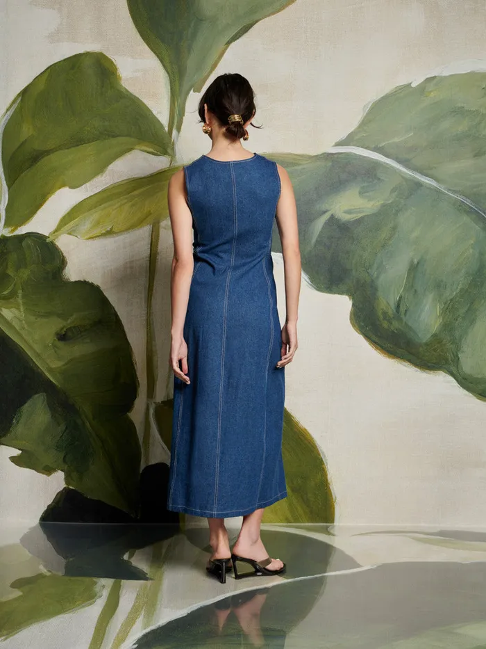 Women Ghospell Teo Denim Midi Dress Indigo Blue Sister Jane Dresses
