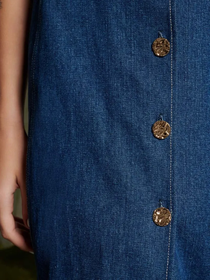 Women Ghospell Teo Denim Midi Dress Indigo Blue Sister Jane Dresses