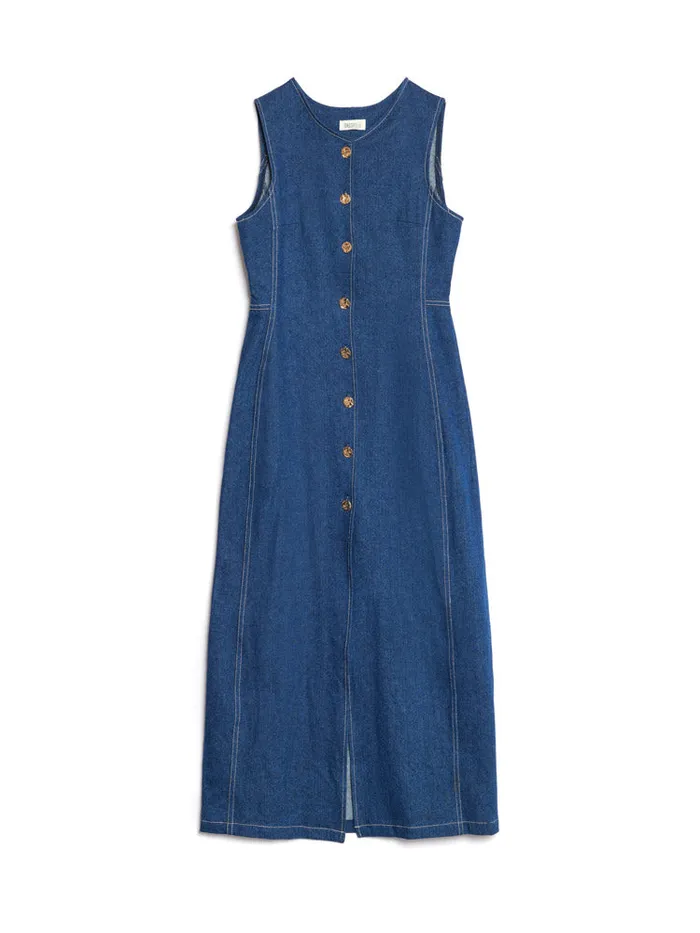 Women Ghospell Teo Denim Midi Dress Indigo Blue Sister Jane Dresses