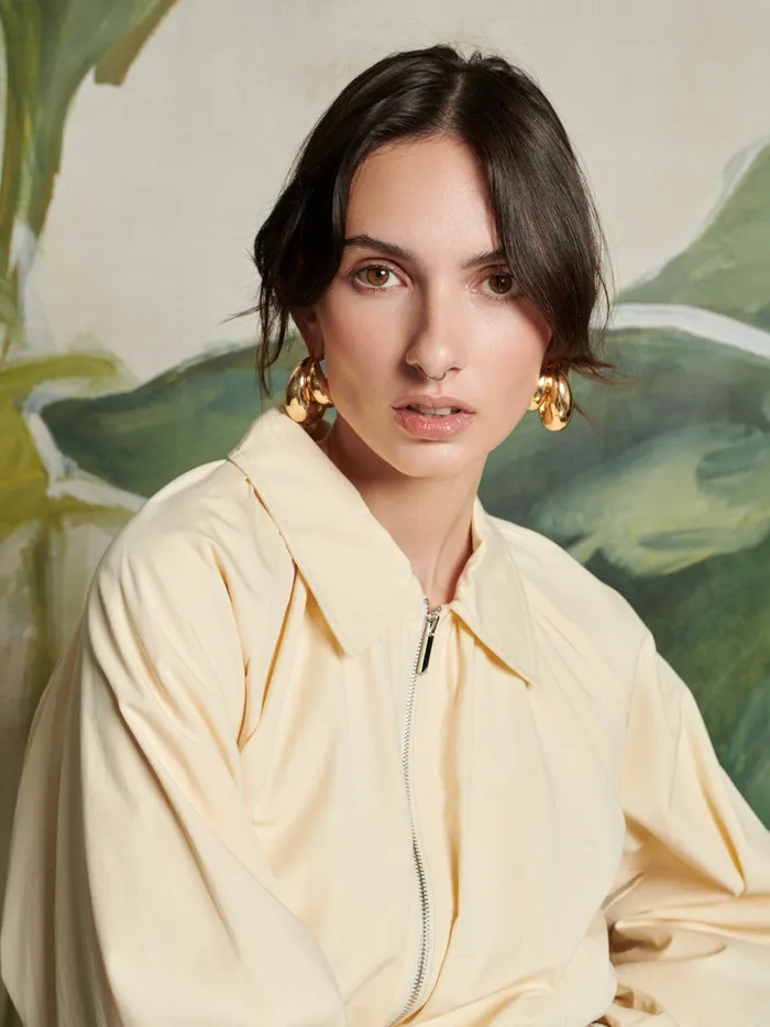Women Ghospell Vanessa Cropped Bomber Jacket Pastel Yellow Sister Jane Jackets