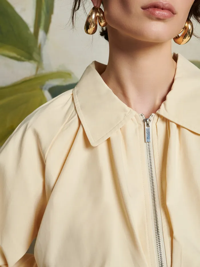 Women Ghospell Vanessa Cropped Bomber Jacket Pastel Yellow Sister Jane Jackets