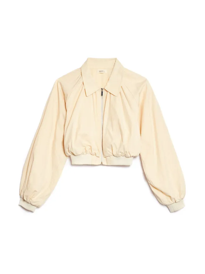 Women Ghospell Vanessa Cropped Bomber Jacket Pastel Yellow Sister Jane Jackets