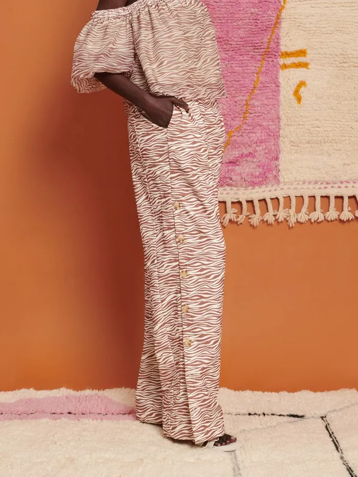 Women Ghospell Zoya Zebra Trousers Tan Brown Sister Jane Bottoms