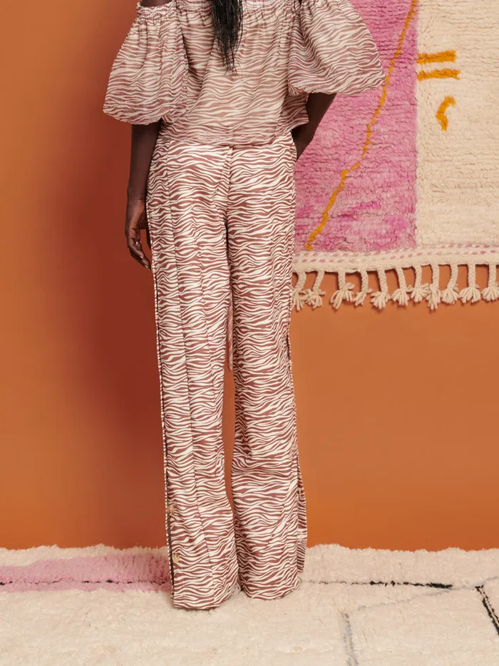 Women Ghospell Zoya Zebra Trousers Tan Brown Sister Jane Bottoms