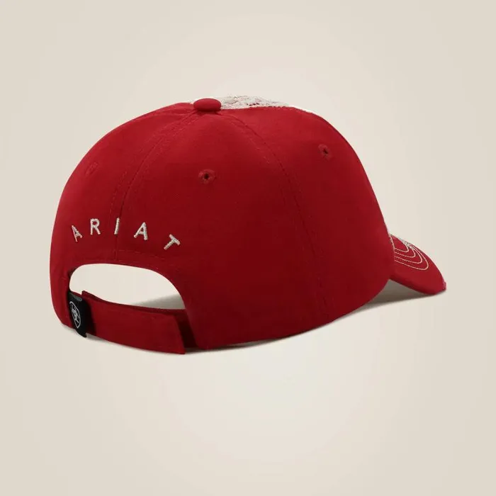 Women Hats and Caps Ariat Center Shield Logo Cap Red Women Hats and Caps Ariat Center Shield Logo Cap Red