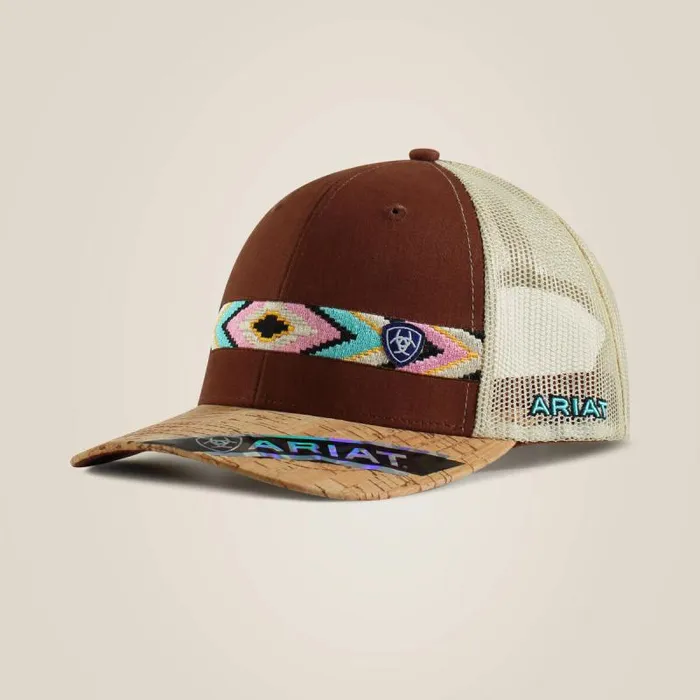 Women Hats and Caps Ariat Diamond Embroidery Cap Tan