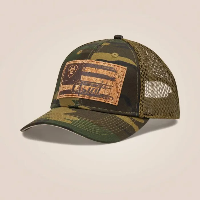 Women Hats and Caps Ariat Flag Patch Cap Camo