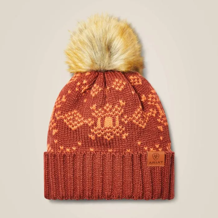 Women Hats and Caps Ariat Patrona Beanie Firedburnt Brick
