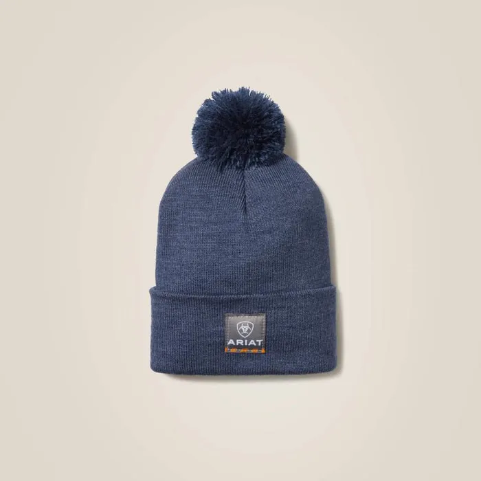Women Hats and Caps Ariat Rebar Pom Beanie Denim Heather