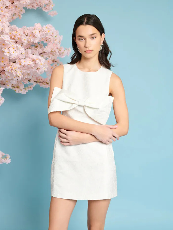 Women Heartlines Jacquard Bow Dress Pearled Ivory Sister Jane Dresses