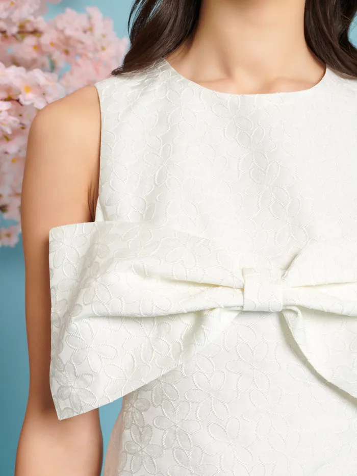 Women Heartlines Jacquard Bow Dress Pearled Ivory Sister Jane Dresses