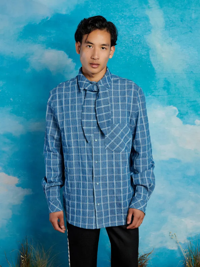 Women Hugh Neckerchief Shirt Indigo Blue Sister Jane Tops