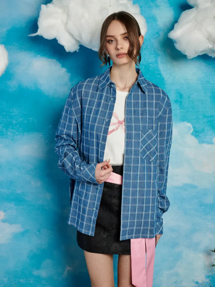 Women Hugh Neckerchief Shirt Indigo Blue Sister Jane Tops