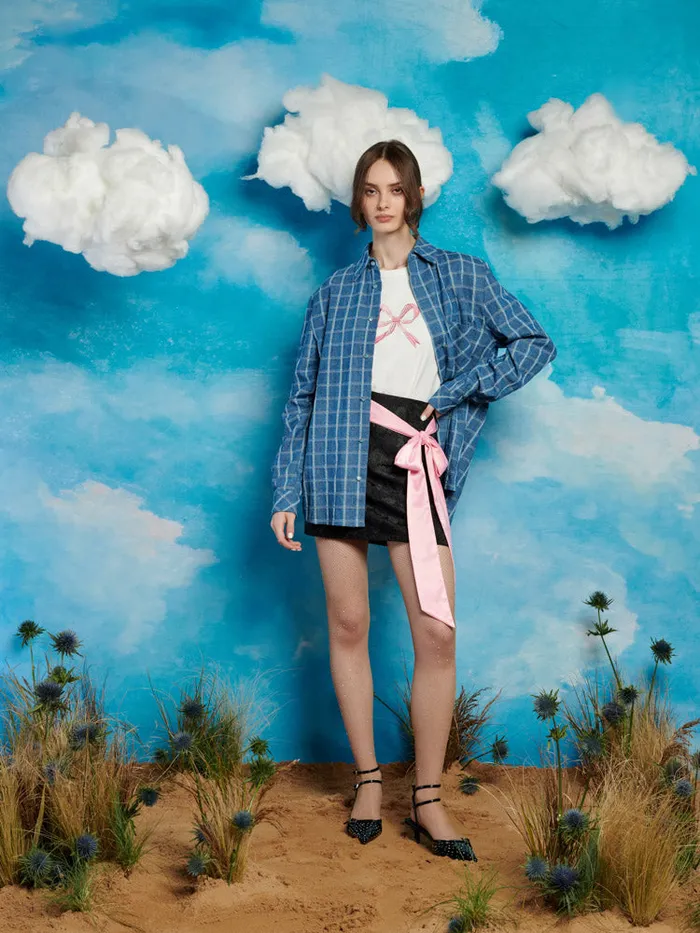 Women Hugh Neckerchief Shirt Indigo Blue Sister Jane Tops