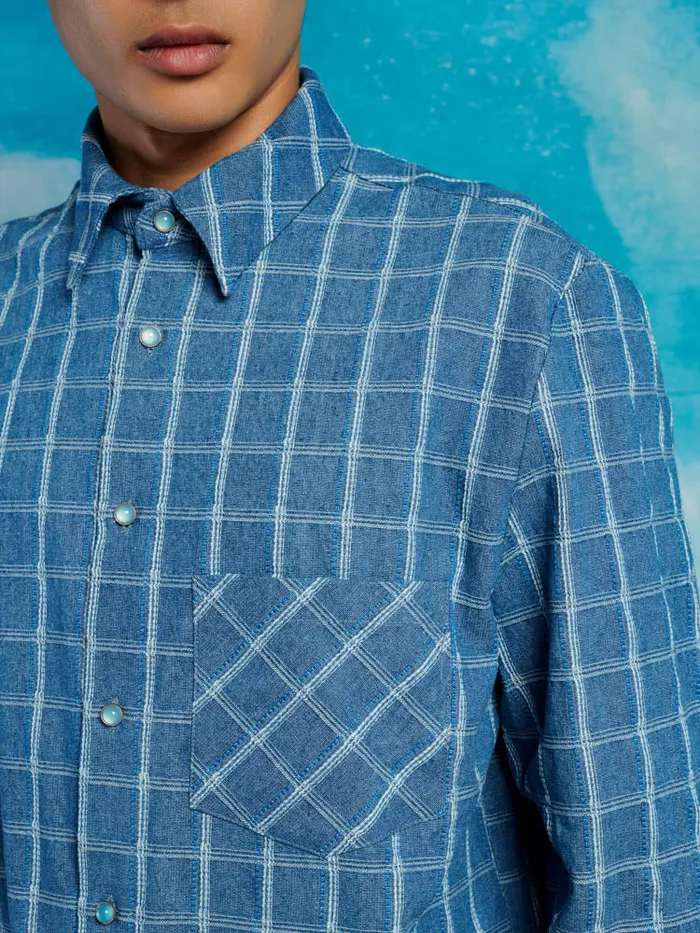 Women Hugh Neckerchief Shirt Indigo Blue Sister Jane Tops