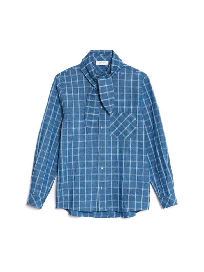 Women Hugh Neckerchief Shirt Indigo Blue Sister Jane Tops