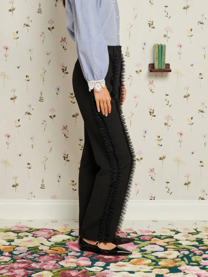 Women Inherit Ruffle Trousers Ebony Black Sister Jane Bottoms