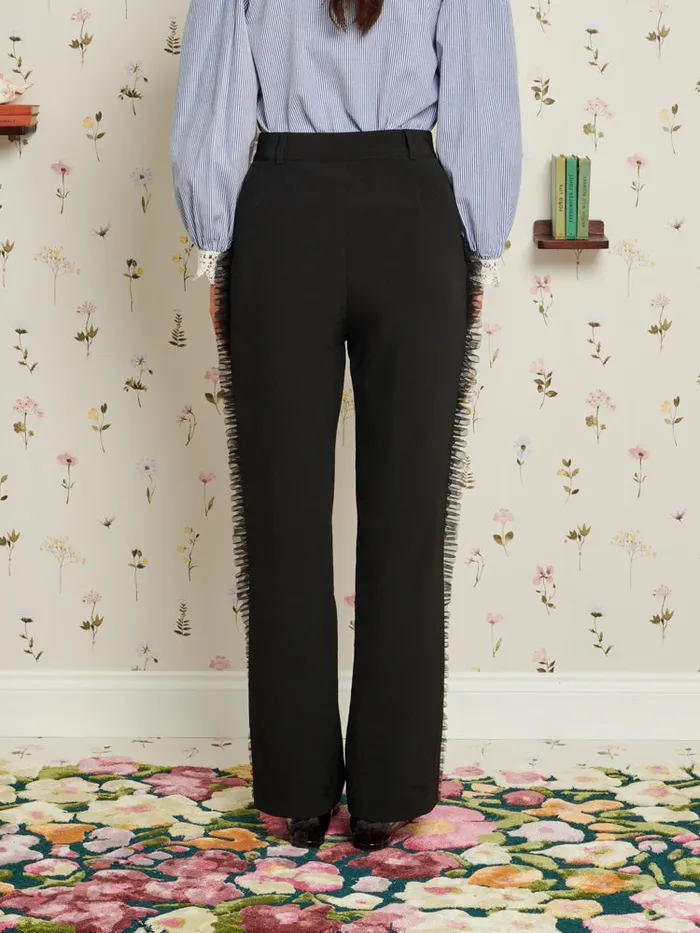 Women Inherit Ruffle Trousers Ebony Black Sister Jane Bottoms