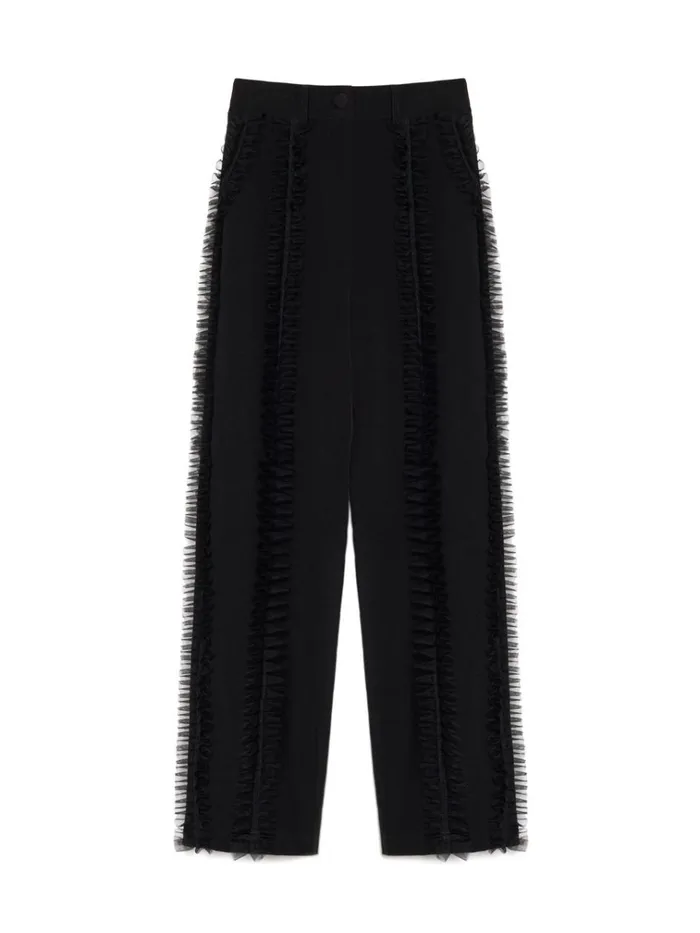Women Inherit Ruffle Trousers Ebony Black Sister Jane Bottoms