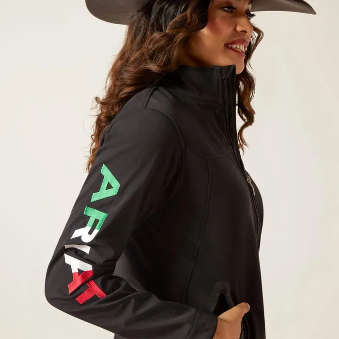 Women Jackets and Vests Ariat Classic Team Softshell Brand Jacket Mex Black Women Jackets and Vests Ariat Classic Team Softshell Brand Jacket Mex Black
