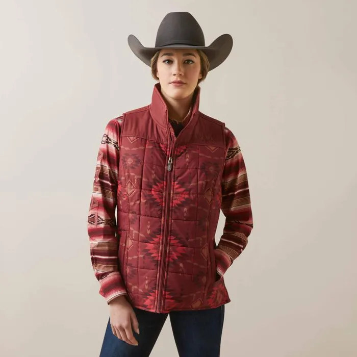 Women Jackets and Vests Ariat Crius Insulated Vest Burnt Rose Print