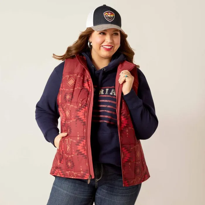 Women Jackets and Vests Ariat Crius Insulated Vest Burnt Rose Print Women Jackets and Vests Ariat Crius Insulated Vest Burnt Rose Print