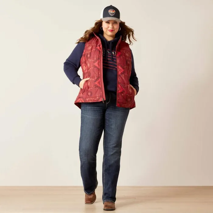 Women Jackets and Vests Ariat Crius Insulated Vest Burnt Rose Print Women Jackets and Vests Ariat Crius Insulated Vest Burnt Rose Print