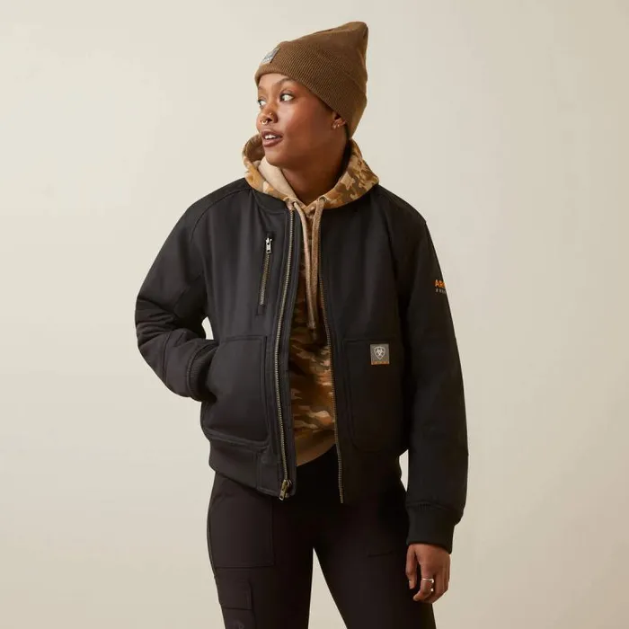 Women Jackets and Vests Ariat Rebar DuraCanvas Bomber Jacket Black