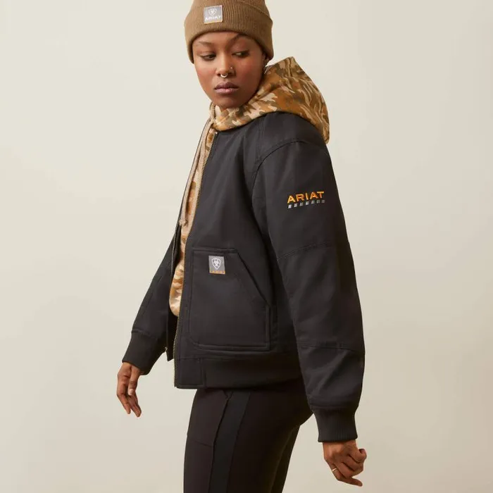 Women Jackets and Vests Ariat Rebar DuraCanvas Bomber Jacket Black Women Jackets and Vests Ariat Rebar DuraCanvas Bomber Jacket Black