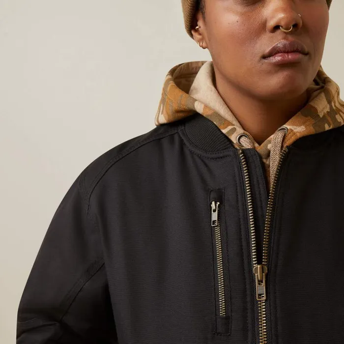 Women Jackets and Vests Ariat Rebar DuraCanvas Bomber Jacket Black Women Jackets and Vests Ariat Rebar DuraCanvas Bomber Jacket Black