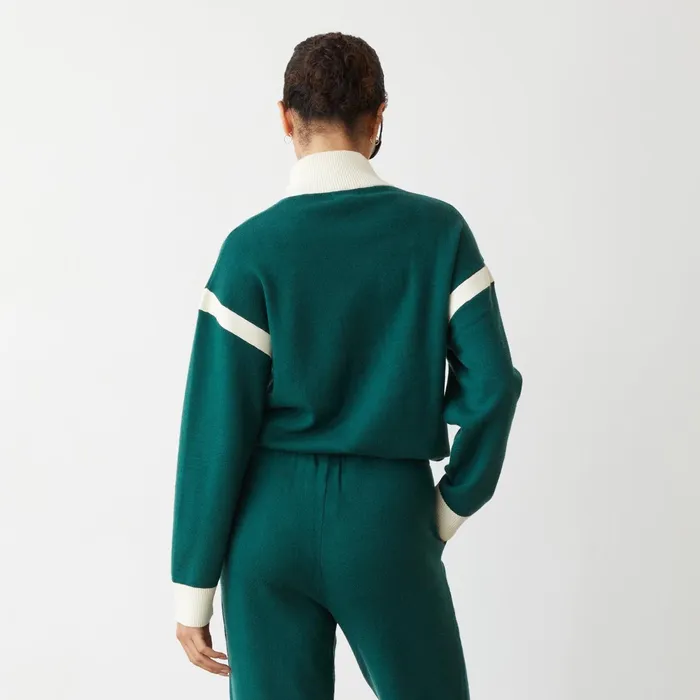 Women Jackets MONROW Soft Knit Color Block Jacket Evergreen