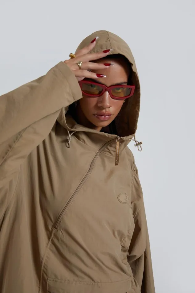 Women Jaded London All Outerwear Noho Nylon Cagoule With Half Zip Detail