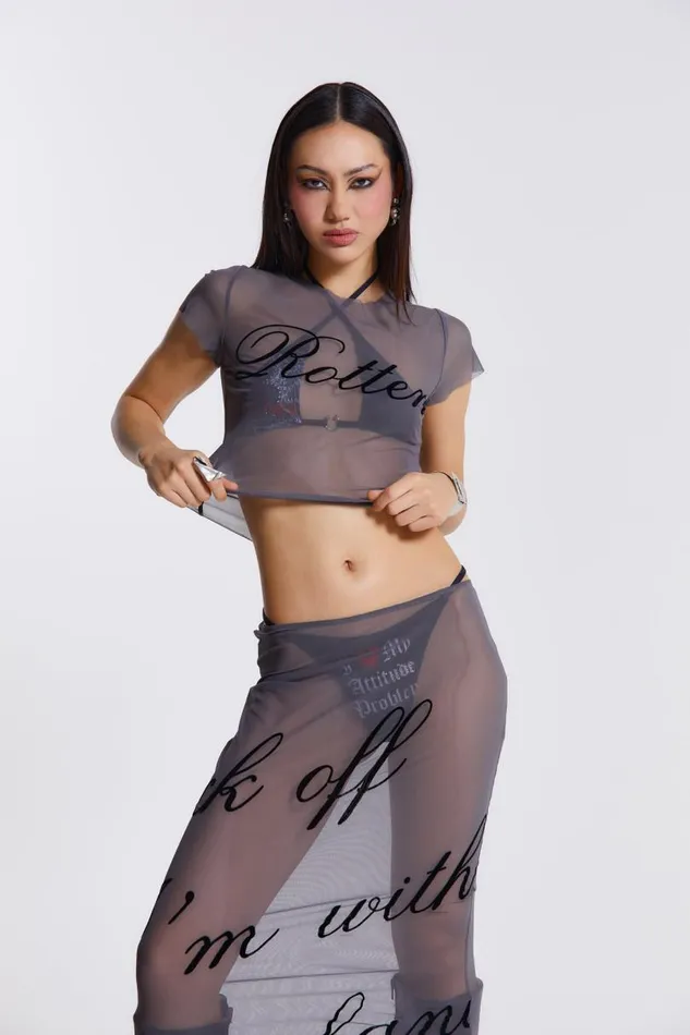 Women Jaded London Beach CoOrds Spoiled Rotten Mesh TShirt