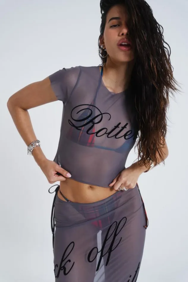Women Jaded London Beach CoOrds Spoiled Rotten Mesh TShirt