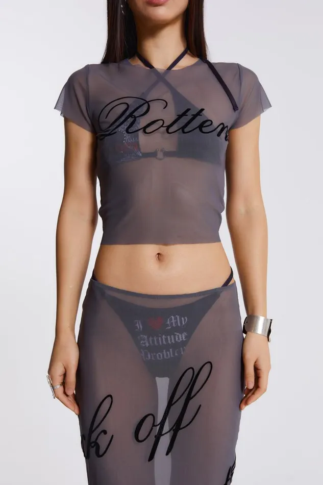 Women Jaded London Beach CoOrds Spoiled Rotten Mesh TShirt