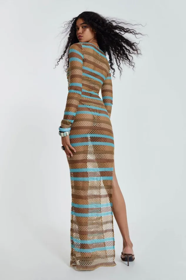 Women Jaded London Beach Dresses Allure Stripe Knitted Maxi Dress