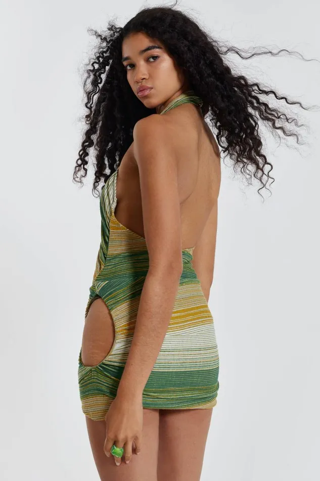 Women Jaded London Beach Dresses Avani Halterneck Wrap Over Mini Dress