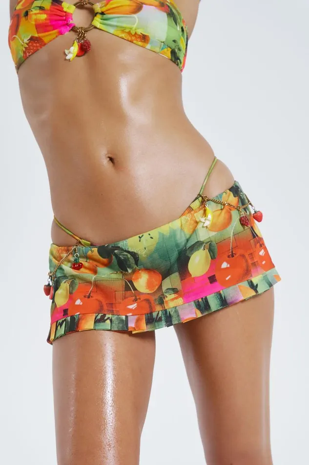Women Jaded London Beach Skirts Citrus Burst Frill Edge Micro Mini Skort