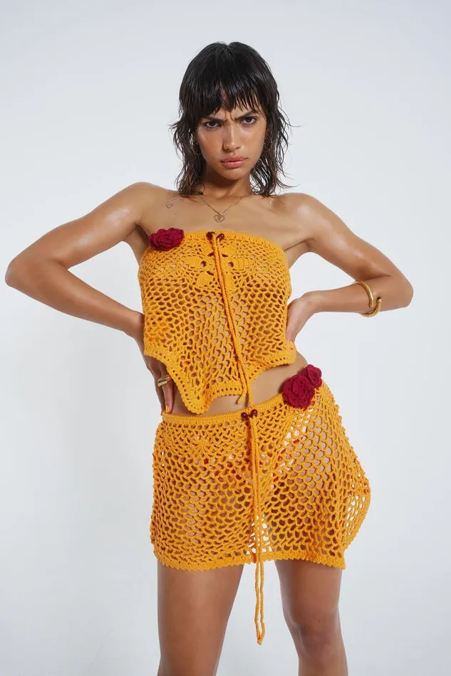 Women Jaded London Beach Skirts Honolulu Asymmetric Crochet Mini Skirt