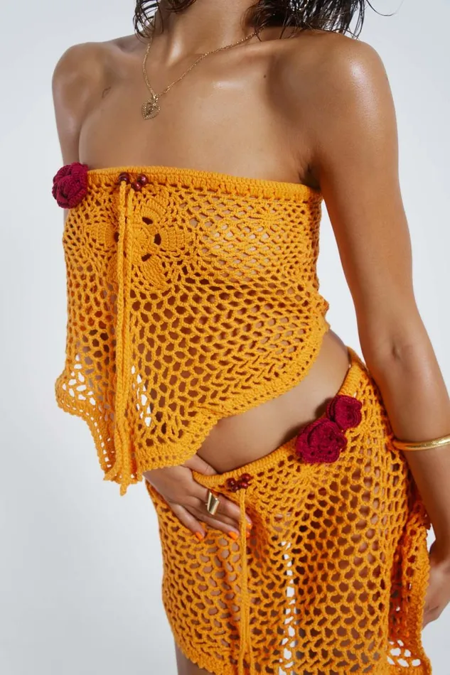 Women Jaded London Beach Skirts Honolulu Asymmetric Crochet Mini Skirt