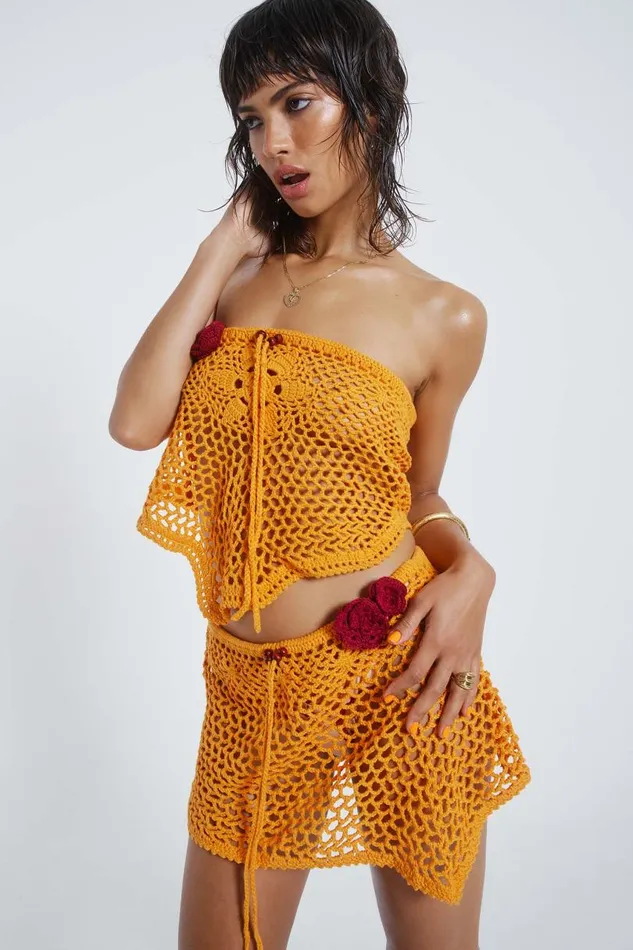 Women Jaded London Beach Skirts Honolulu Asymmetric Crochet Mini Skirt