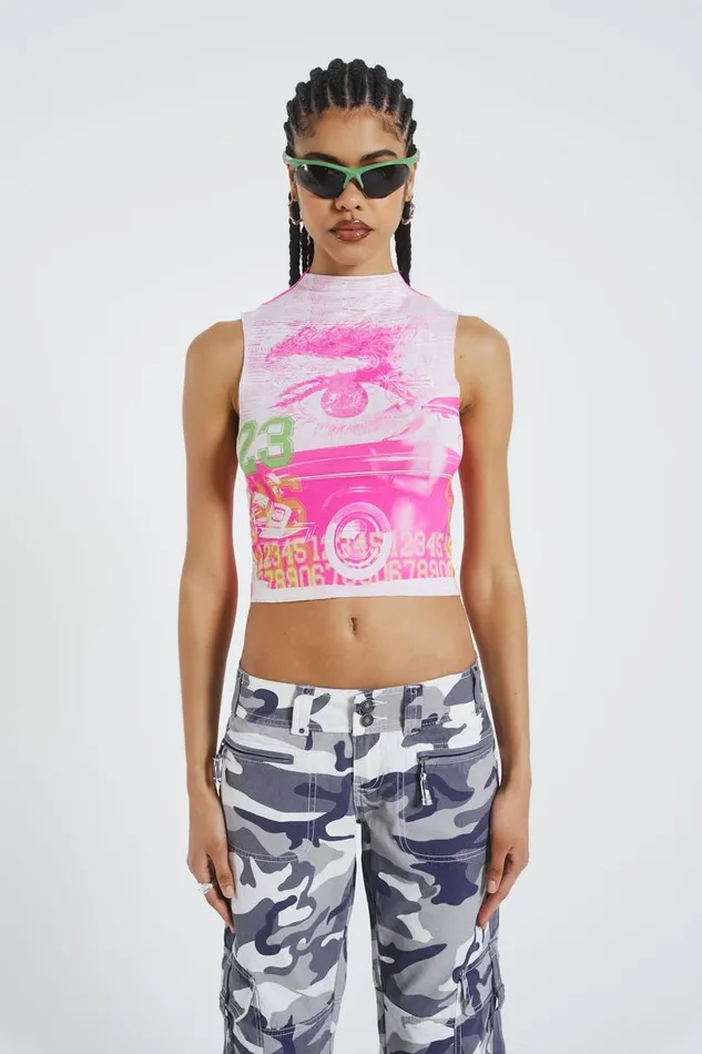 Women Jaded London Crop Tops Pamola Printed Sleeveless Vest