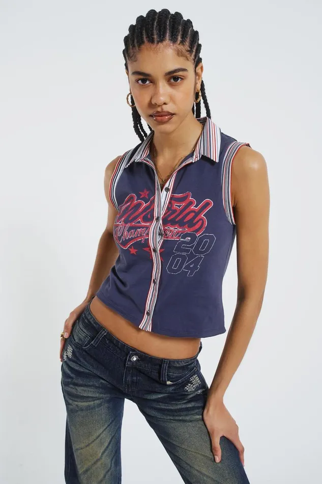 Women Jaded London Crop Tops Stars And Stripes Vest